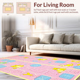 Ultra Soft Area Rug, Non Slip, Stain Resistant, Washable Area Rugs for Living Room, Bedroom, Bright Cheerful Learning Adventure Rug(Pink)