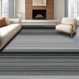 Ultra Soft Area Rug, Non Slip, Stain Resistant, Washable Area Rugs for Living Room, Bedroom, Stylish Neutral Toned Stripes(Black)