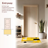 Ultra Soft Area Rug, Non Slip, Stain Resistant, Washable Area Rugs for Living Room, Bedroom, Vibrant Curvilinear Patterned Elegance(Yellow)