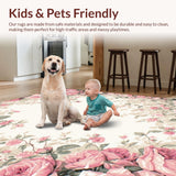 Ultra Soft Area Rug, Non Slip, Stain Resistant, Washable Area Rugs for Living Room, Bedroom, Luxurious Vintage-Inspired Circular Motif(Pink)