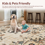 Ultra Soft Area Rug, Non Slip, Stain Resistant, Washable Area Rugs for Living Room, Bedroom, Chic Faded Botanical Design(Beige)