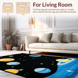 Ultra Soft Area Rug, Non Slip, Stain Resistant, Washable Area Rugs for Living Room, Bedroom, Vivid Outer Space Decorative Theme(Black)