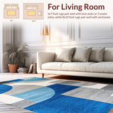 Ultra Soft Area Rug, Non Slip, Stain Resistant, Washable Area Rugs for Living Room, Bedroom, Contemporary Grey and Teal Easy Care Rug for Minimalist Homes(Blue)