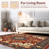 Ultra Soft Area Rug, Non Slip, Stain Resistant, Washable Area Rugs for Living Room, Bedroom, Scandinavian Floral Bohemian(Red)
