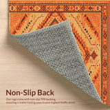 Ultra Soft Area Rug, Non Slip, Stain Resistant, Washable Area Rugs for Living Room, Bedroom, Vibrant Diamond Patterned Aesthetic(Orange)