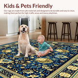 Ultra Soft Area Rug, Non Slip, Stain Resistant, Washable Area Rugs for Living Room, Bedroom, Patio Flooring Black & White(Blue)