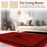 Ultra Soft Area Rug, Non Slip, Stain Resistant, Washable Area Rugs for Living Room, Bedroom, Chic Modern Low-Pile Rug(Red)