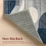 Ultra Soft Area Rug, Non Slip, Stain Resistant, Washable Area Rugs for Living Room, Bedroom, Chic Grey Geometric Elements(Blue)