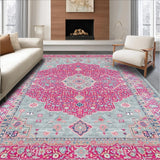 Ultra Soft Area Rug, Non Slip, Stain Resistant, Washable Area Rugs for Living Room, Bedroom, Bordered Pastel Bedroom Meditation Space Easy Cleaning Rug(Pink)