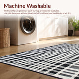 Ultra Soft Area Rug, Non Slip, Stain Resistant, Washable Area Rugs for Living Room, Bedroom, Modernist Dual-Shade Floor Covering with Geometric Striped Pattern(Black)