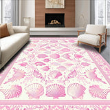 Ultra Soft Area Rug, Non Slip, Stain Resistant, Washable Area Rugs for Living Room, Bedroom, Whimsical Pink Oceanic Pattern(White)