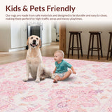 Ultra Soft Area Rug, Non Slip, Stain Resistant, Washable Area Rugs for Living Room, Bedroom, Whimsical Fuzzy Round Aesthetic Charm(Pink)