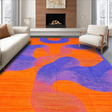 Ultra Soft Area Rug, Non Slip, Stain Resistant, Washable Area Rugs for Living Room, Bedroom, Lively Colorful Flowing Shapes(Orange)