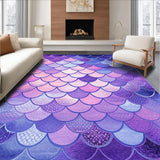 Ultra Soft Area Rug, Non Slip, Stain Resistant, Washable Area Rugs for Living Room, Bedroom, Rustic Oceanic Wave Texture(Purple)