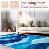 Ultra Soft Area Rug, Non Slip, Stain Resistant, Washable Area Rugs for Living Room, Bedroom, Joyful Underwater Life Motif(Blue)