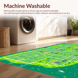 Ultra Soft Area Rug, Non Slip, Stain Resistant, Washable Area Rugs for Living Room, Bedroom, Vibrant Town Design Kids Car Play Mat(Green)
