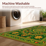 Ultra Soft Area Rug, Non Slip, Stain Resistant, Washable Area Rugs for Living Room, Bedroom, Vintage Green Tribal Living Room Stain-Resistant Rug(Green)