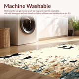 Ultra Soft Area Rug, Non Slip, Stain Resistant, Washable Area Rugs for Living Room, Bedroom, Enchanted Butterfly Garden Area with Floral Motifs for Whimsical Decor(Ivory)