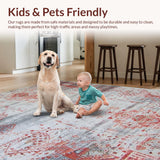 Ultra Soft Area Rug, Non Slip, Stain Resistant, Washable Area Rugs for Living Room, Bedroom, Contemporary Distressed Color Fusion(Red)