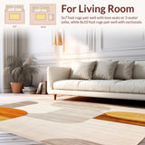 Ultra Soft Area Rug, Non Slip, Stain Resistant, Washable Area Rugs for Living Room, Bedroom, Scandinavian Inspired with Beige Orange Gold Highlights(Gray)