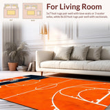 Ultra Soft Area Rug, Non Slip, Stain Resistant, Washable Area Rugs for Living Room, Bedroom, Bold Orange Sphere with Athletic Flair(Orange)
