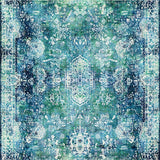 Ultra Soft Area Rug, Non Slip, Stain Resistant, Washable Area Rugs for Living Room, Bedroom, Whimsical Nautical Area Rug with Colorful Seahorse and Wave Design(Blue)