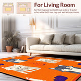 Ultra Soft Area Rug, Non Slip, Stain Resistant, Washable Area Rugs for Living Room, Bedroom, Cheerful Nature Inspired Decor(Orange)