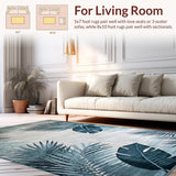 Ultra Soft Area Rug, Non Slip, Stain Resistant, Washable Area Rugs for Living Room, Bedroom, Trendy Two-Tone Tropical Aesthetic(Blue)