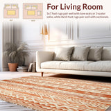 Ultra Soft Area Rug, Non Slip, Stain Resistant, Washable Area Rugs for Living Room, Bedroom, Boho Inspired Beige Runner With Artisanal Tribal Geometric Design(Orange)