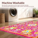 Ultra Soft Area Rug, Non Slip, Stain Resistant, Washable Area Rugs for Living Room, Bedroom, Chic Distressed Linear Aesthetic(Pink)