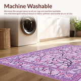 Ultra Soft Area Rug, Non Slip, Stain Resistant, Washable Area Rugs for Living Room, Bedroom, Elegant Vintage Blossom Design(Purple)