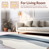 Ultra Soft Area Rug, Non Slip, Stain Resistant, Washable Area Rugs for Living Room, Bedroom, Modern Wavy Stripe Area Rug with Abstract Grey and Blue Flowing Lines(Gray)