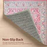 Ultra Soft Area Rug, Non Slip, Stain Resistant, Washable Area Rugs for Living Room, Bedroom, Vibrant Ottoman-inspired Geometric Design(Pink)