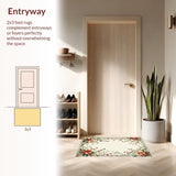 Ultra Soft Area Rug, Non Slip, Stain Resistant, Washable Area Rugs for Living Room, Bedroom, Radiant Soft Green Blossom Theme(Beige)