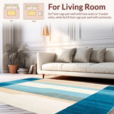 Ultra Soft Area Rug, Non Slip, Stain Resistant, Washable Area Rugs for Living Room, Bedroom, Abstract Horizon Area Dune and Sky Inspired Modern(Blue)