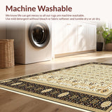 Ultra Soft Area Rug, Non Slip, Stain Resistant, Washable Area Rugs for Living Room, Bedroom, Vintage Farmhouse Woven Boho(Beige)