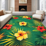 Ultra Soft Area Rug, Non Slip, Stain Resistant, Washable Area Rugs for Living Room, Bedroom, Tropical Floral Vintage Aesthetic(Green)