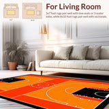 Ultra Soft Area Rug, Non Slip, Stain Resistant, Washable Area Rugs for Living Room, Bedroom, Youthful Sports Enthusiast Floor Decor(Orange)