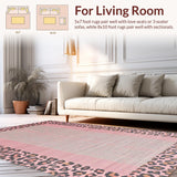 Ultra Soft Area Rug, Non Slip, Stain Resistant, Washable Area Rugs for Living Room, Bedroom, Trendy Pink Safari Inspired Design(Pink)