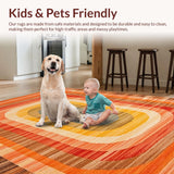 Ultra Soft Area Rug, Non Slip, Stain Resistant, Washable Area Rugs for Living Room, Bedroom, Eclectic Rainbow Abstract Design(Orange)