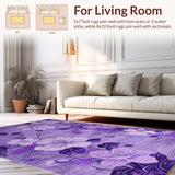 Ultra Soft Area Rug, Non Slip, Stain Resistant, Washable Area Rugs for Living Room, Bedroom, Soft Pastel Flower Aesthetic(Purple)