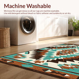 Ultra Soft Area Rug, Non Slip, Stain Resistant, Washable Area Rugs for Living Room, Bedroom, Minimalist Aztec Linear Patterns(Brown)