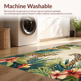 Ultra Soft Area Rug, Non Slip, Stain Resistant, Washable Area Rugs for Living Room, Bedroom, Tropical Flora Artistic Arrangement(Beige)