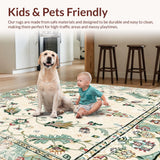 Ultra Soft Area Rug, Non Slip, Stain Resistant, Washable Area Rugs for Living Room, Bedroom, Area Beige Sage Green Vintage Farmhouse Floral(Beige)