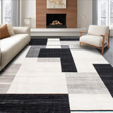Ultra Soft Area Rug, Non Slip, Stain Resistant, Washable Area Rugs for Living Room, Bedroom, Minimalist Linear Contrast Artistry(Black)