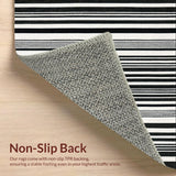 Ultra Soft Area Rug, Non Slip, Stain Resistant, Washable Area Rugs for Living Room, Bedroom, Washable Braided Area Rug Black White Striped Design Patio Mat(Black)