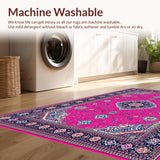 Ultra Soft Area Rug, Non Slip, Stain Resistant, Washable Area Rugs for Living Room, Bedroom, Sophisticated Minimalist Linear Arrangement(Pink)