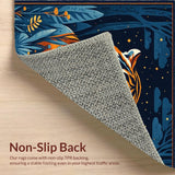 Ultra Soft Area Rug, Non Slip, Stain Resistant, Washable Area Rugs for Living Room, Bedroom, Vibrant Dark Blue Animal Motif(Orange)