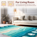Ultra Soft Area Rug, Non Slip, Stain Resistant, Washable Area Rugs for Living Room, Bedroom, Whimsical Nautical Plush Comfort(Blue)