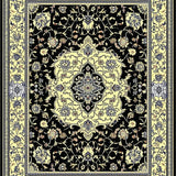 Ultra Soft Area Rug, Non Slip, Stain Resistant, Washable Area Rugs for Living Room, Bedroom, Elegant French Classic Symmetrical Pattern(Black)